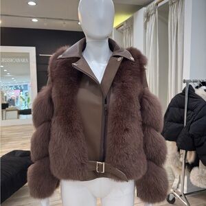 Brown Teddy Jacket with Plush Fur and Wide Collar